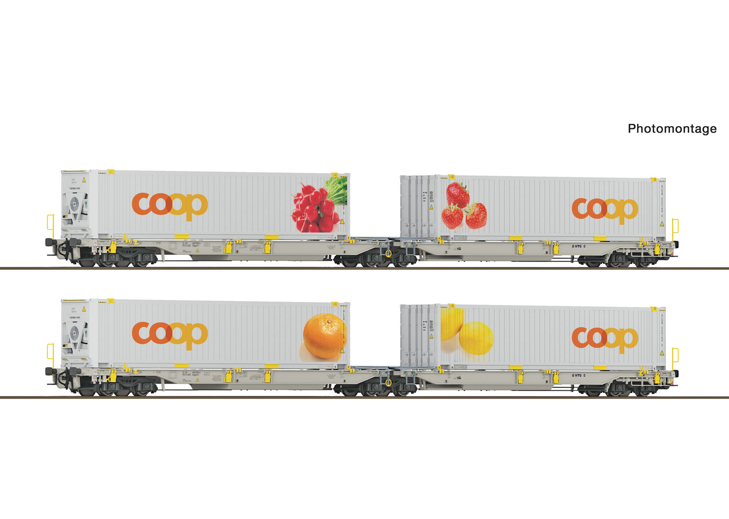 Roco 6600323 railCare Coop 2-tlg. Set 2: Doppeltaschen-Gelenkwagen T2000 