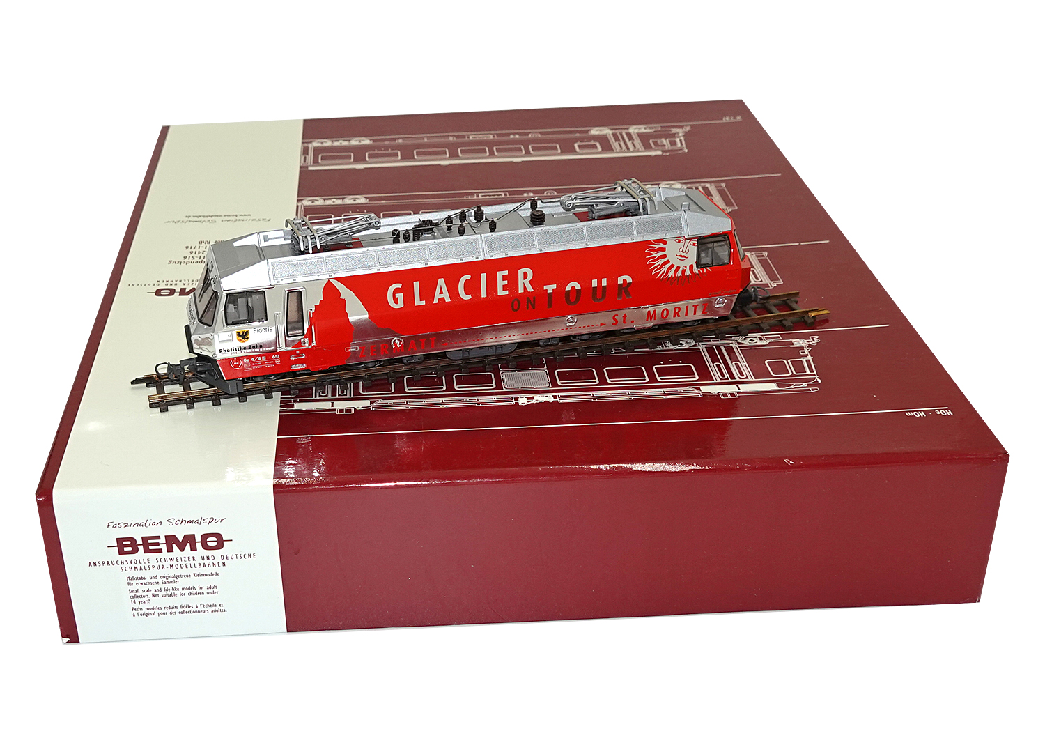Bemo 1259161 RhB / MOB E-Lok Ge 4/4 III Nr.651 Glacier on Tour 