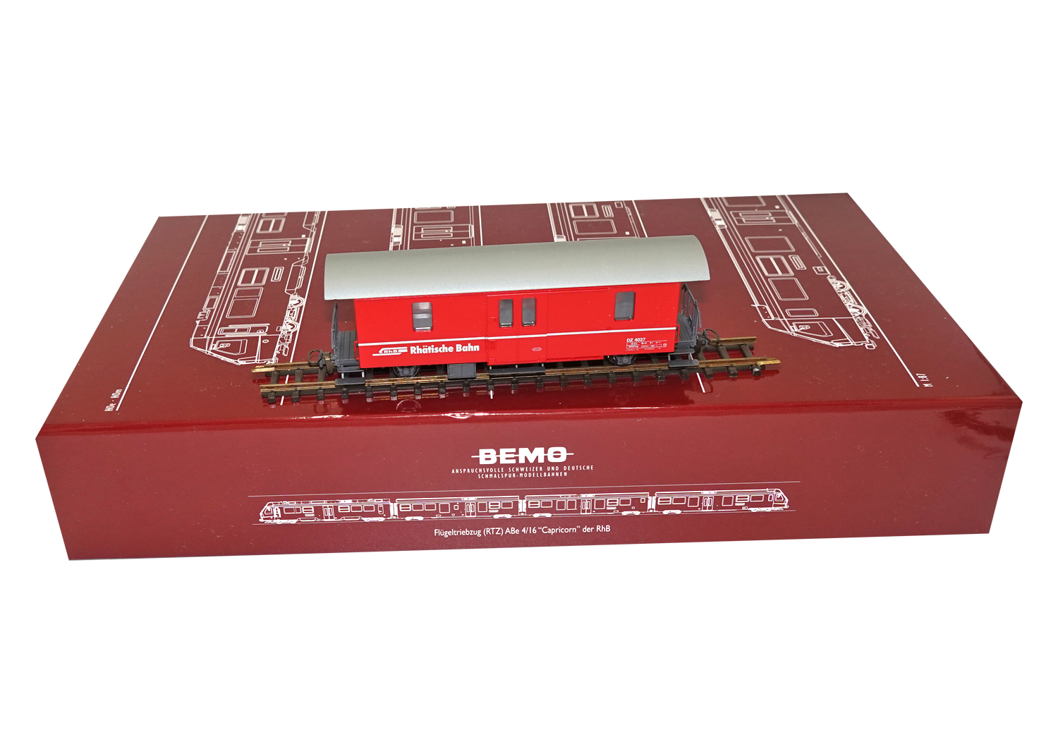 Bemo 3265137 RhB Gepäckwagen / Postwagen DZ 4037 rot 