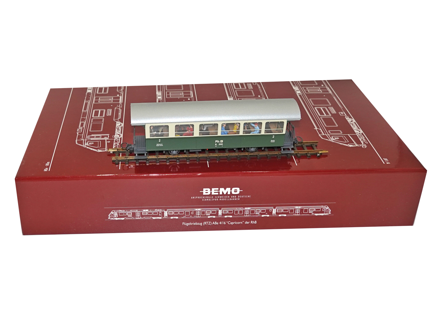 Bemo 3233110 RhB Zweiachser Personenwagen B 2085 grün-creme 