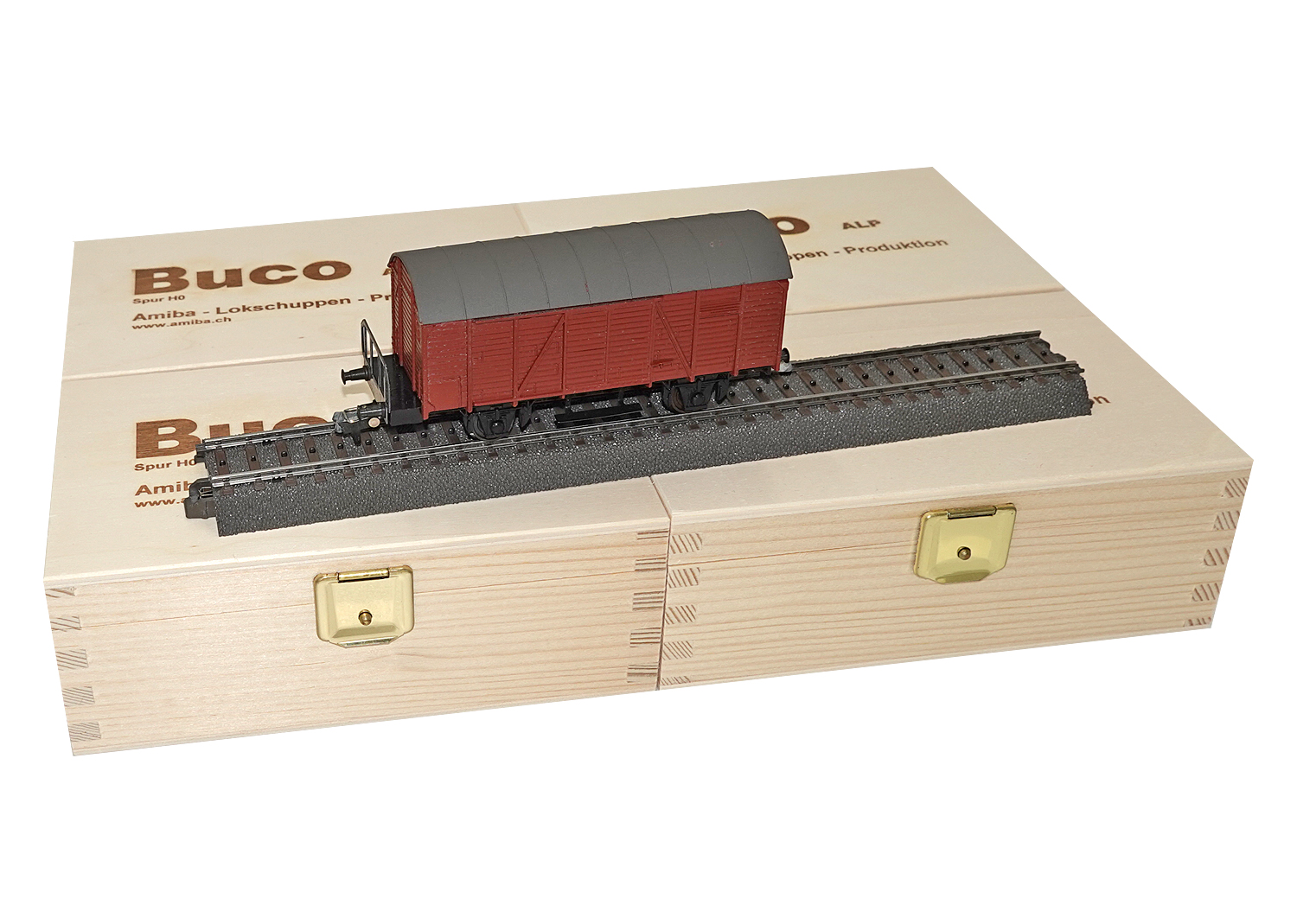 Buco H0 10438 ged Güterwagen mit Plattform braun DC 