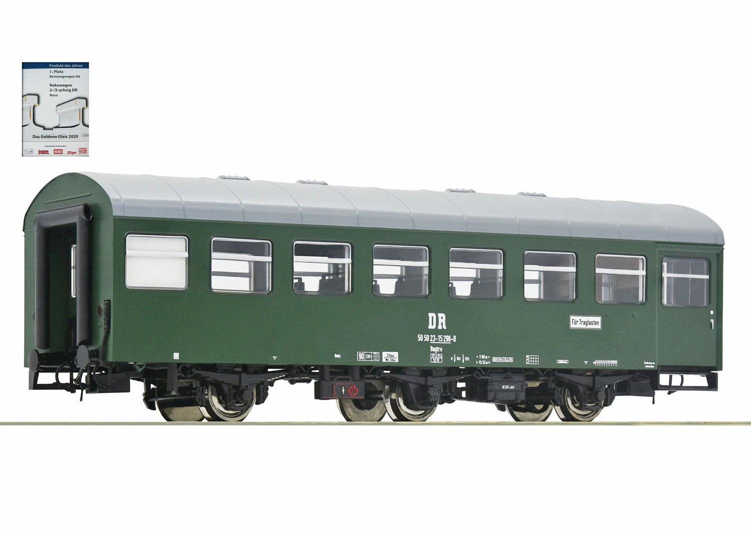 Roco 74453 DR Reko-Traglastwagen mit Zugschlussbeleuchtung 