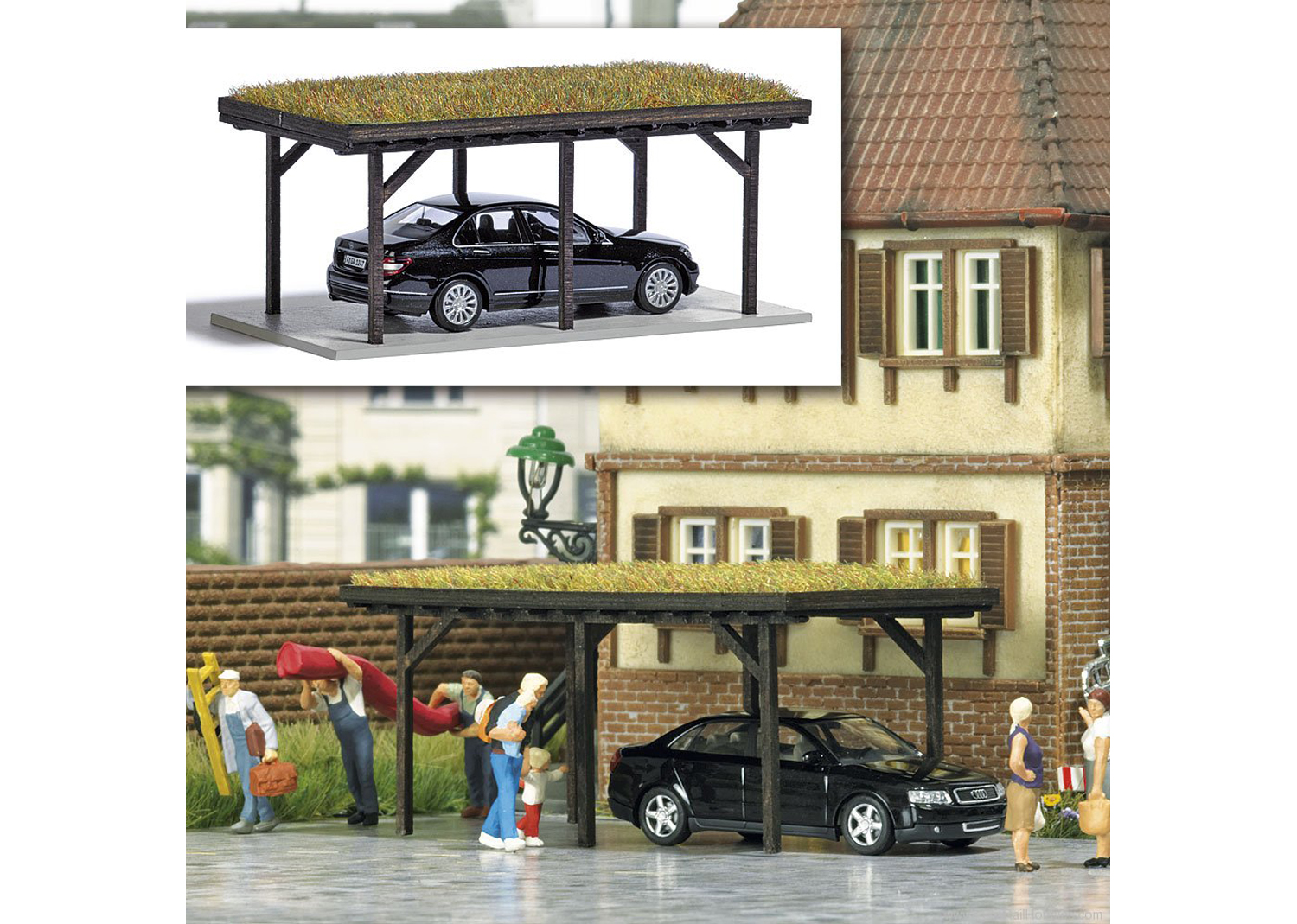 Busch 1482 H0 Carport mit Flachdach 