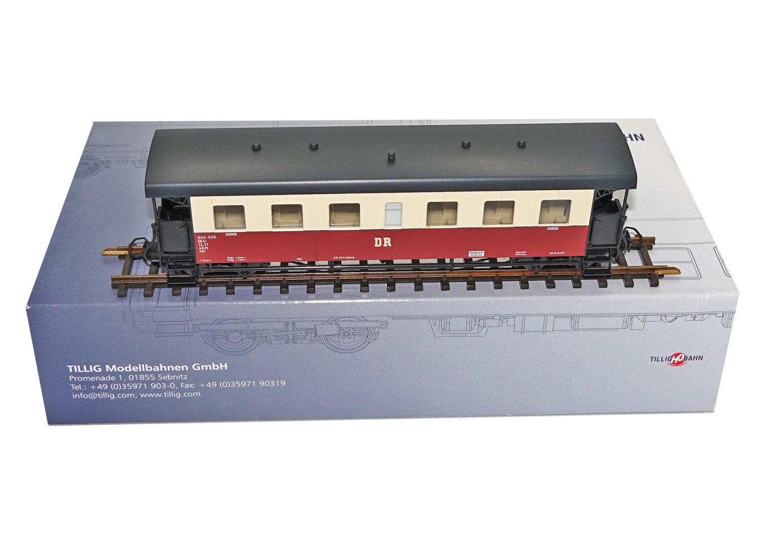 Tillig 13993 H0m DR Personenwagen Set rot / creme 900-481/505 DC 