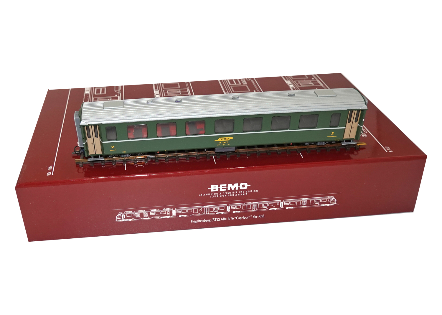 Bemo 3240117 RhB Einheitswagen EW II B 2377 grün 