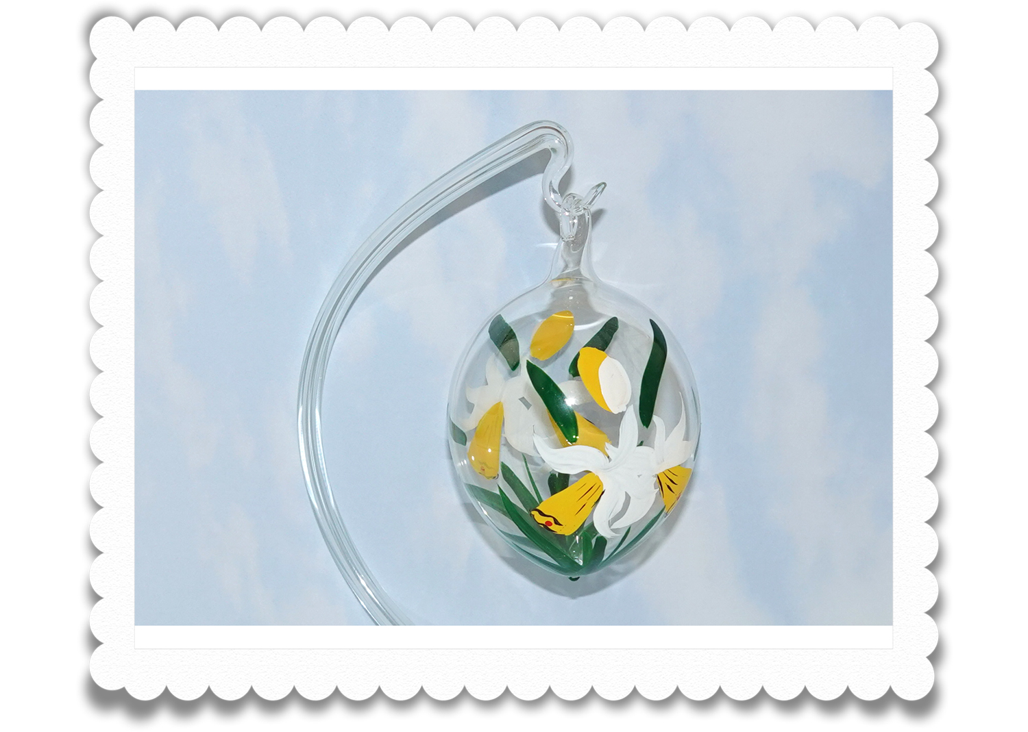 Ostereier Glasklar und Handbemalt Narzissen