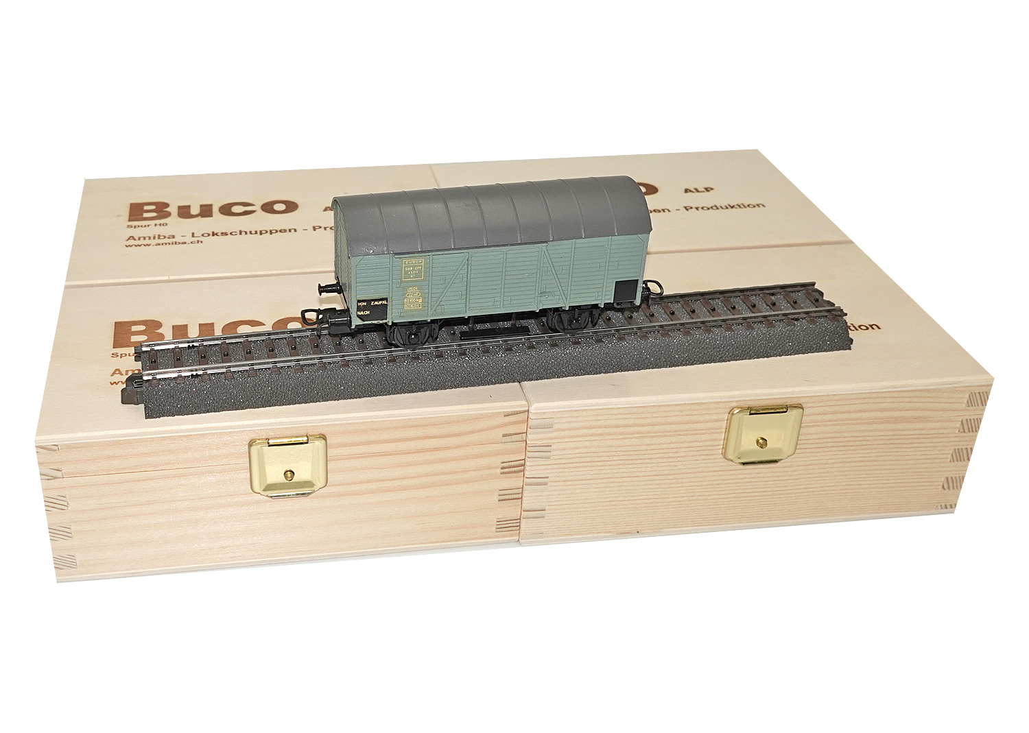 Buco H0 10406 EUROP SBB ged. Güterwagen resedagrün AC 