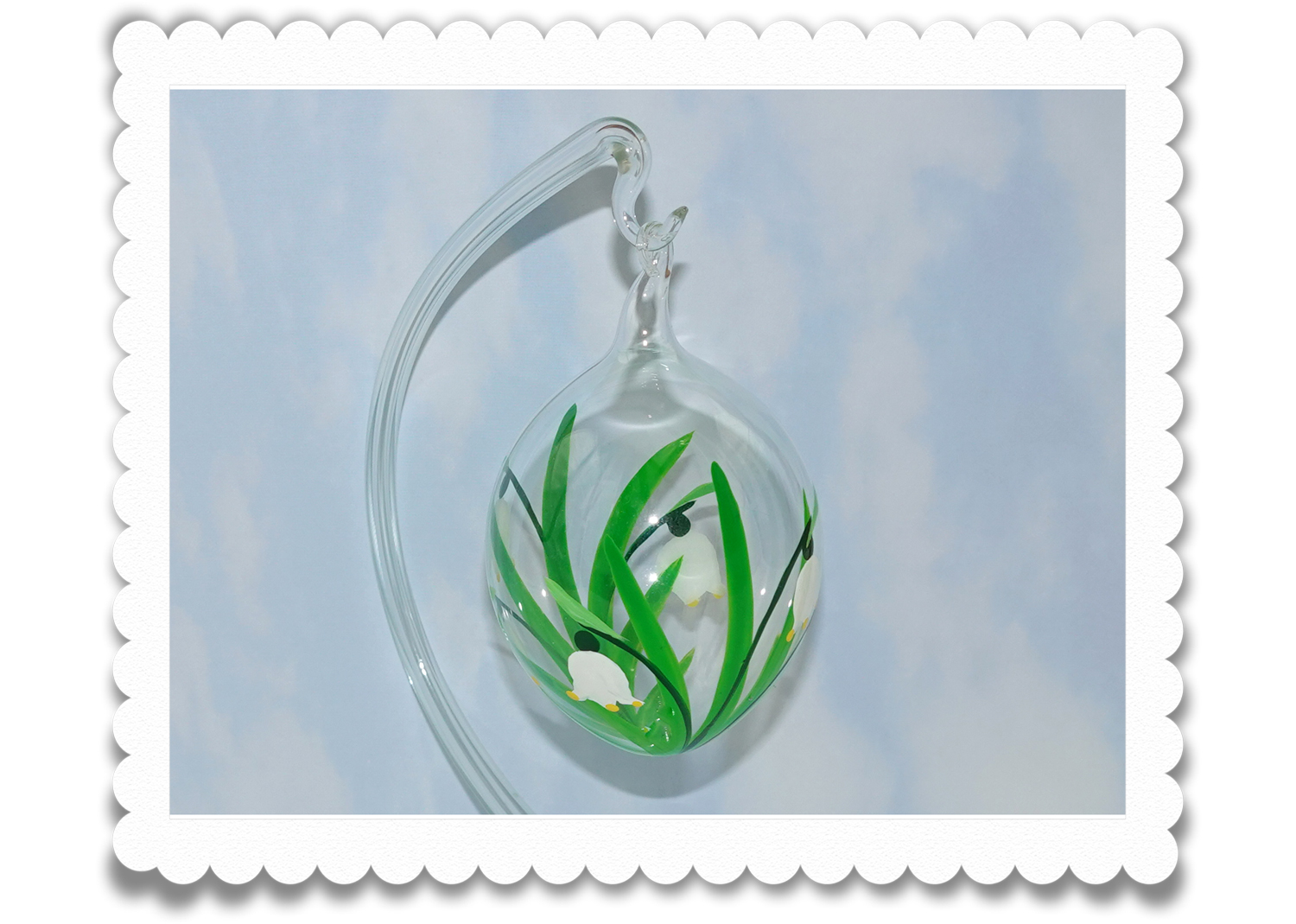 Ostereier Glasklar und Handbemalt Märzenglöckchen