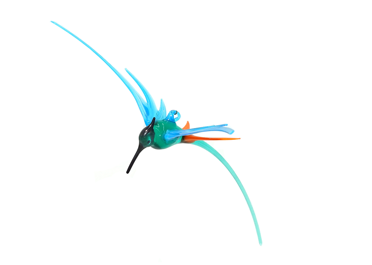 Falk Bauer Kolibri hängend mint, hellblau, orange Vögel aus Glas Falk Bauer Kolibri hängend mint, hellblau, orange Vögel aus Glas