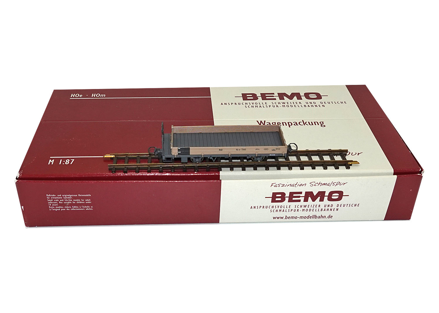 Bemo 2263110 RhB Flachwagen Kk-w 7340 mit Klapprungen 
