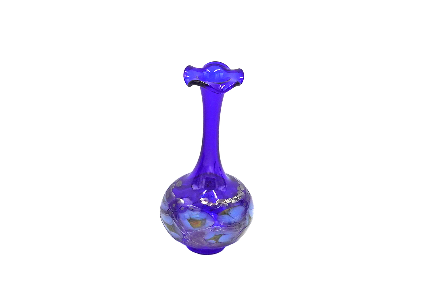 Glasvase mini mit Glasgranulatdekor blau Glasvase mini mit Glasgranulatdekor blau