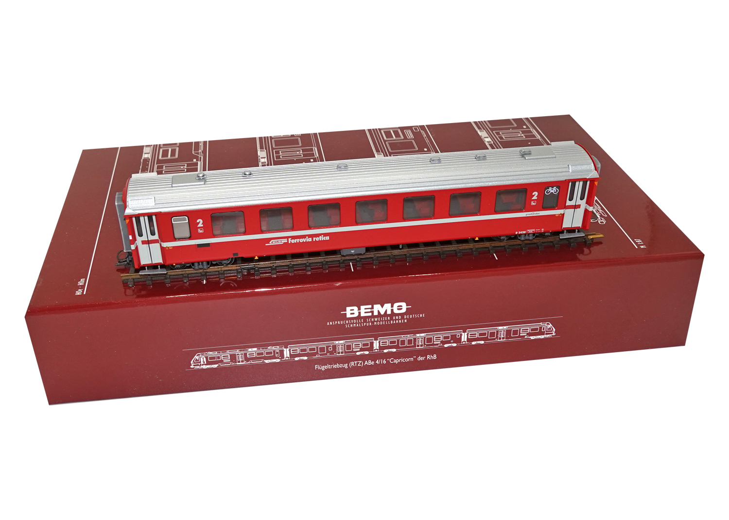 Bemo 3240168 RhB Einheitswagen II B 2428 neurot 