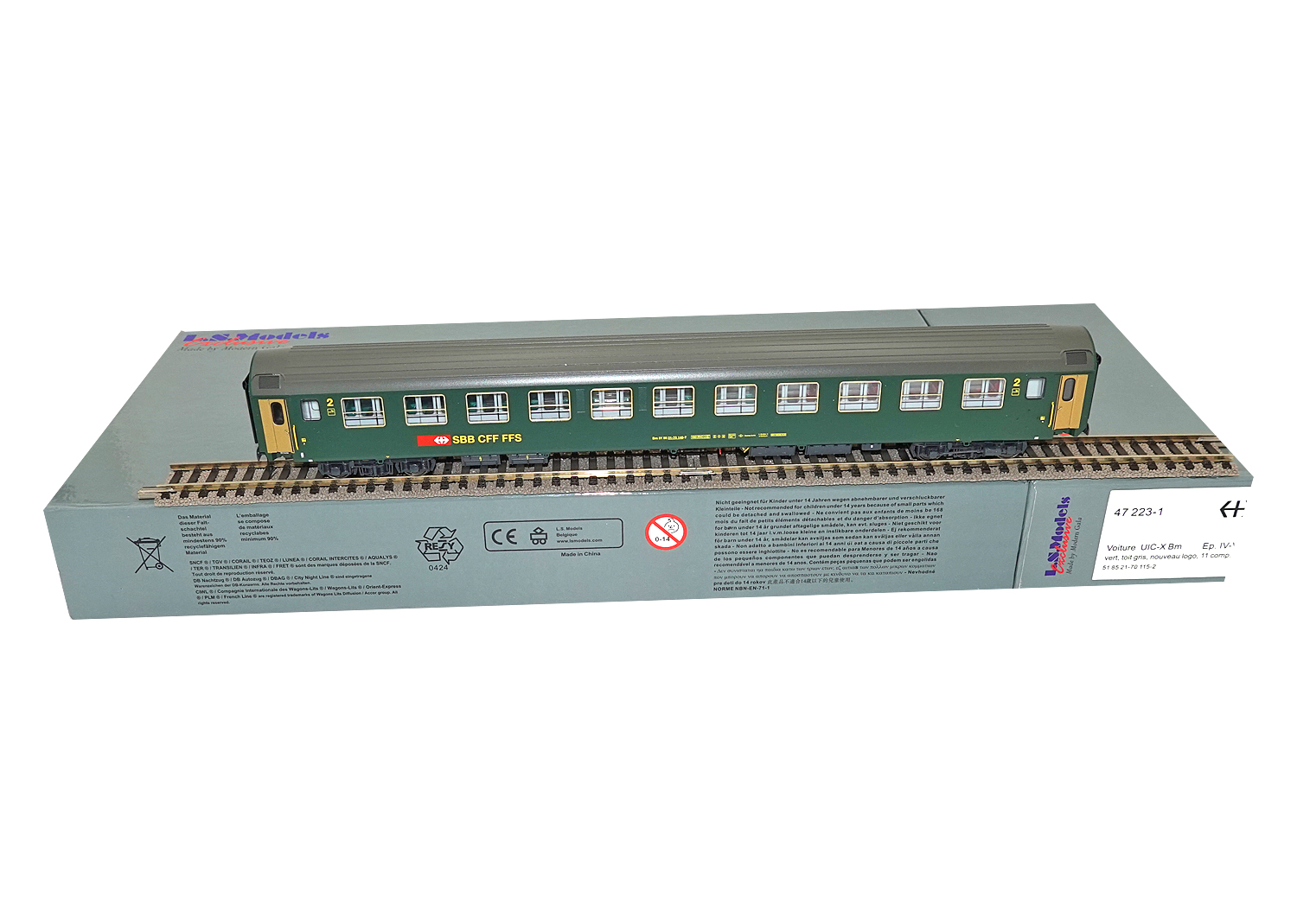LS Models 47223 SBB Personenwagen 2-tlg. Set RIC Bm/Bm, Ep. IV DC 
