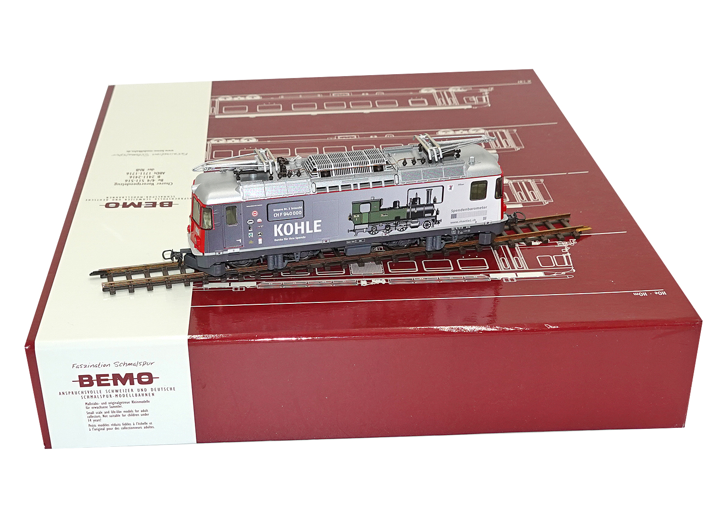 Bemo 1258186 RhB E-Lok Ge 4/4 II Nr.616 Spenden-Lok Kohle 