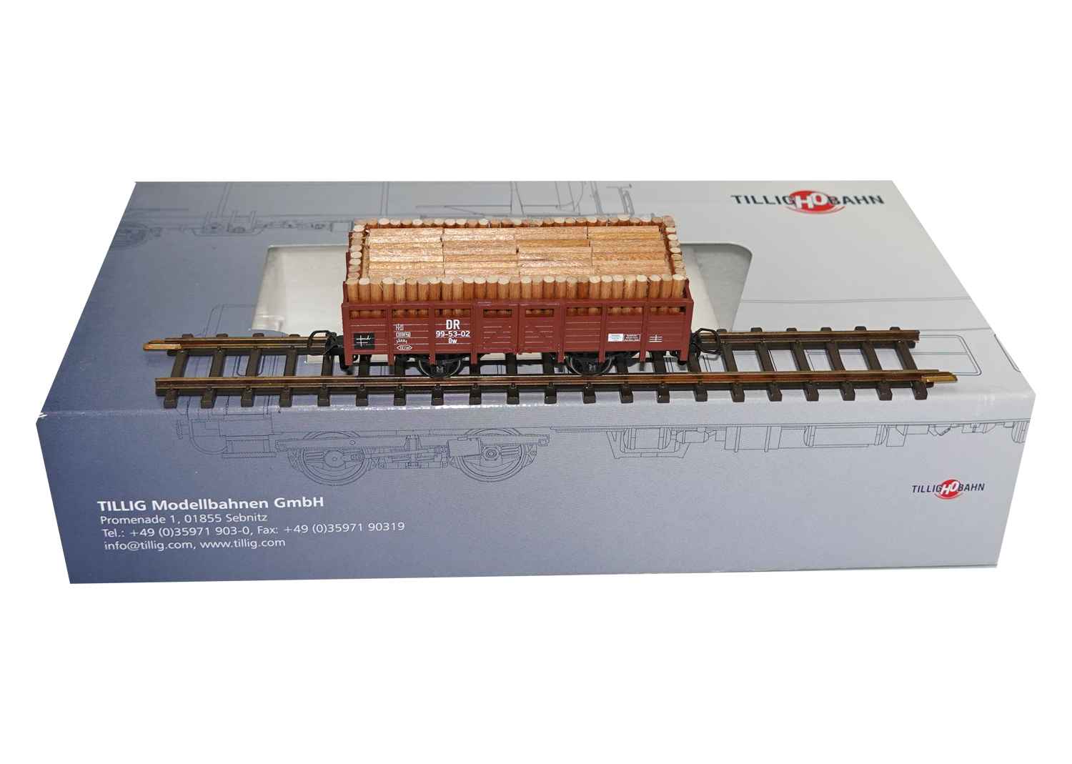 Tillig 501569 H0m DR Offener Güterwagen mit Rundholzladung 99-53-02 DC 