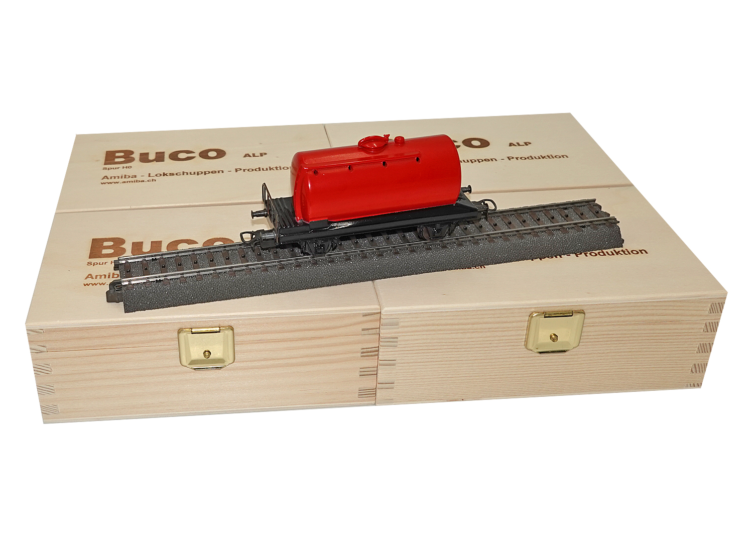 Buco H0 10448 Kesselwagen mit Plattform rot AC 
