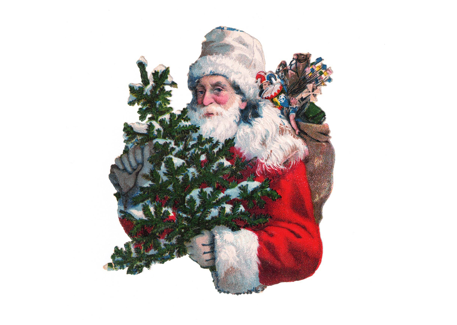 Vintage alte Glanzbilder Oblaten Nikolaus rot 12cm Vintage alte Glanzbilder Oblaten Nikolaus rot 12cm