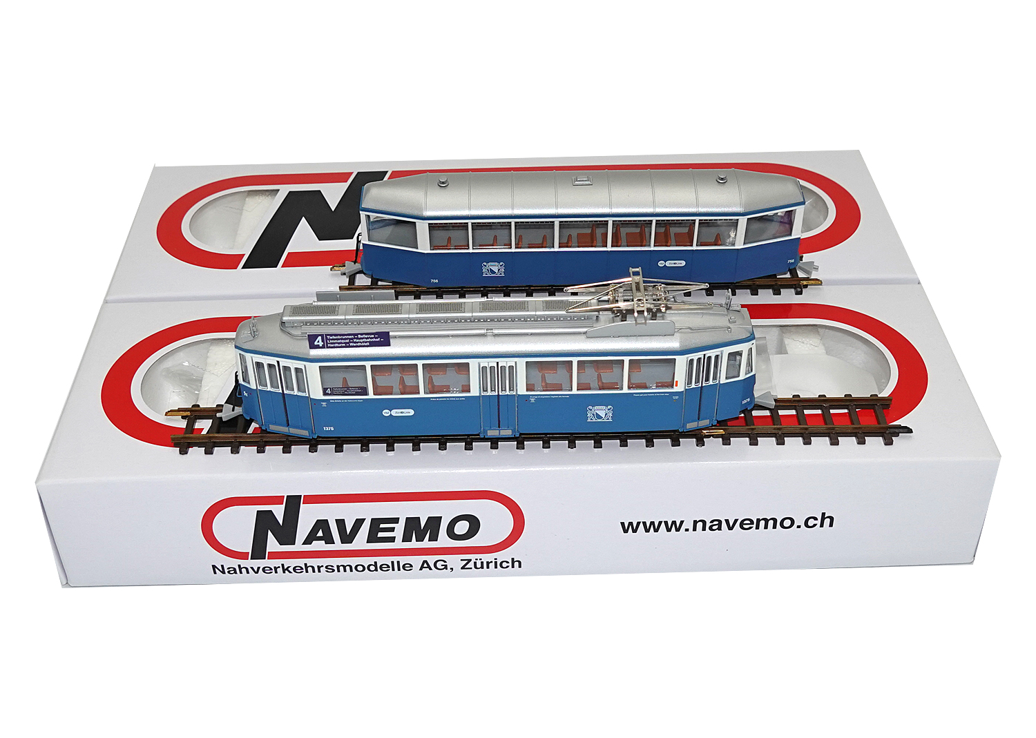 Navemo 24312375 H0m VBZ Be 4/4 2-tlg. Tram Motorwagen Linie 4 