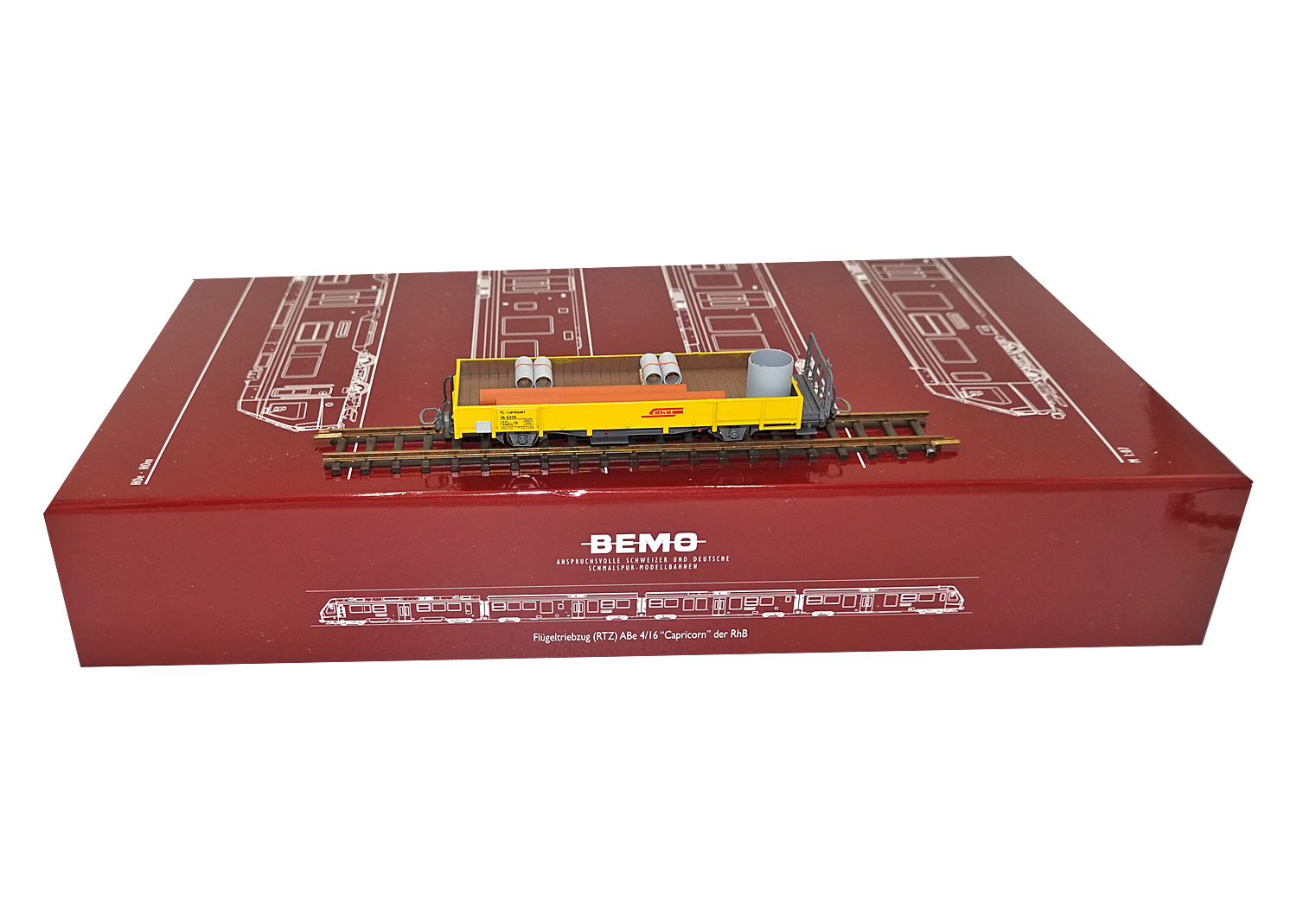 Bemo 2268105 RhB Bahndienstwagen Xk 9335 mit Ladung gelb 