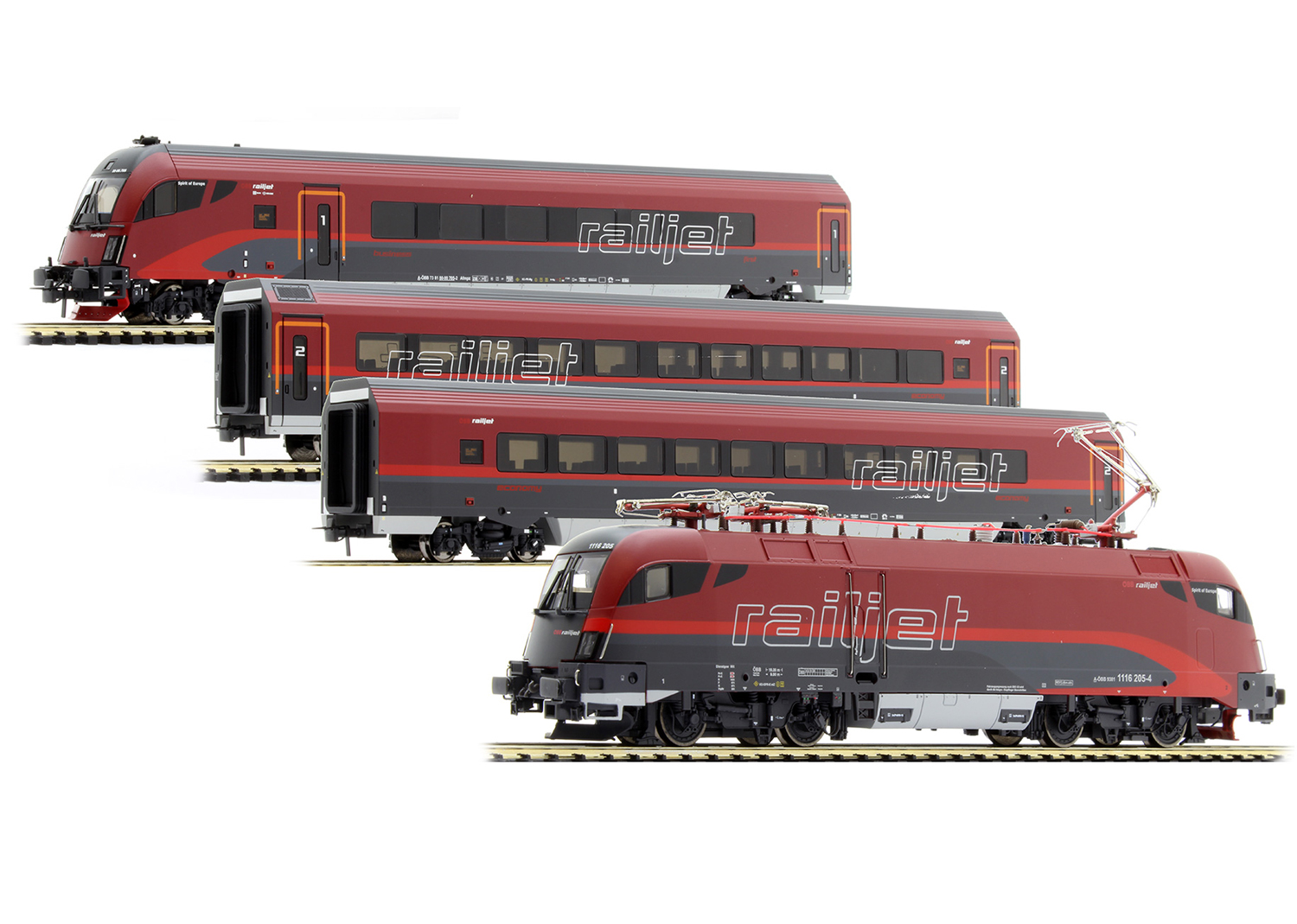Jägerndorfer 10402 Zugpackung Railjet 4-tlg. Spirit of Europe der ÖBB in Ep.VI 