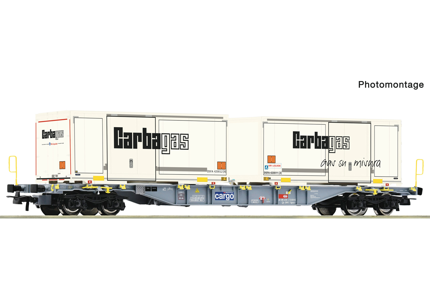 Roco 6600122 SBB Containertragwagen Cargo Garba Gas  Roco 6600122 SBB Containertragwagen Cargo Garba Gas