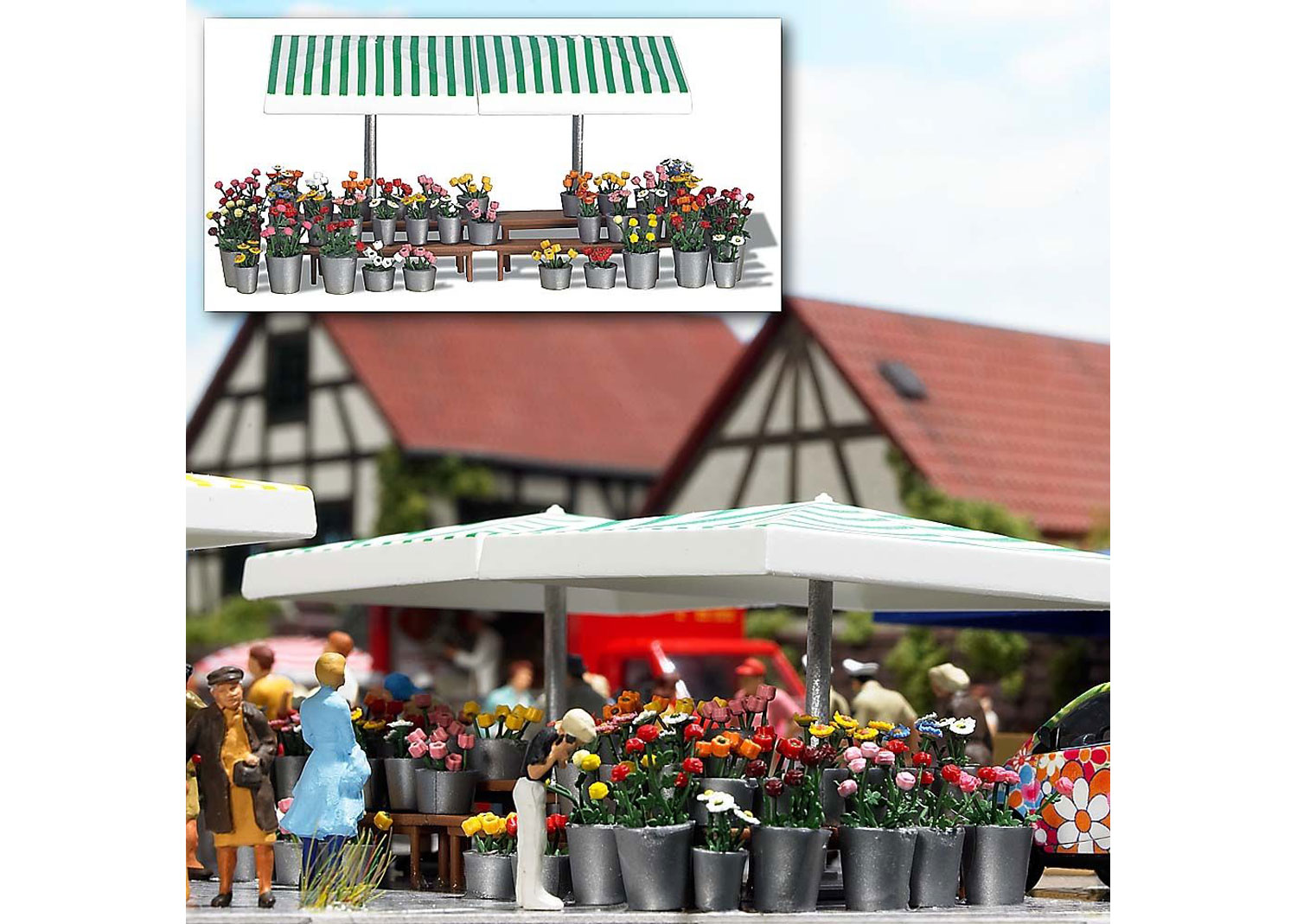 Busch 1072 Marktstand Blumen 