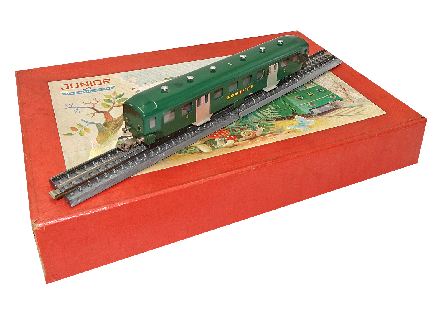 Junior H0 Personenwagen grün 3. Klasse (lackiert) 