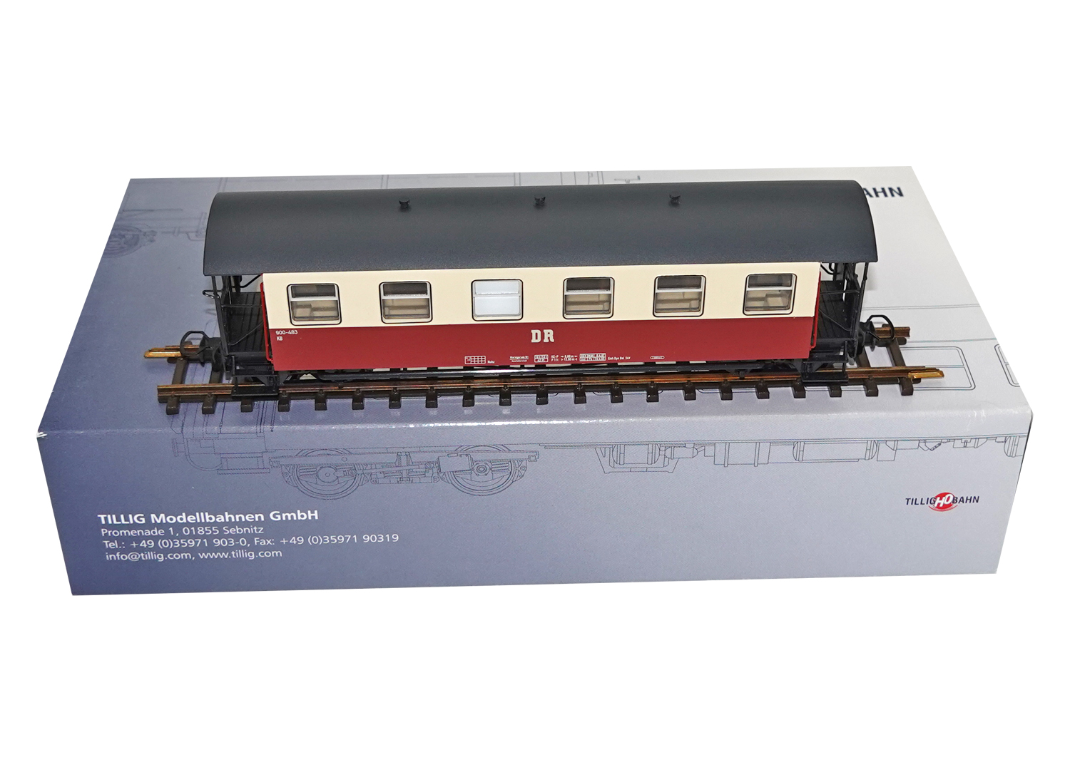 Tillig 13990 H0m DR Personenwagen Set rot / creme 900-477/483 DC 