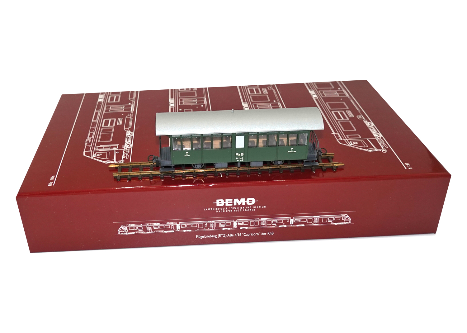 Bemo 3232120 RhB Zweiachser Personenwagen B 2140 grün 