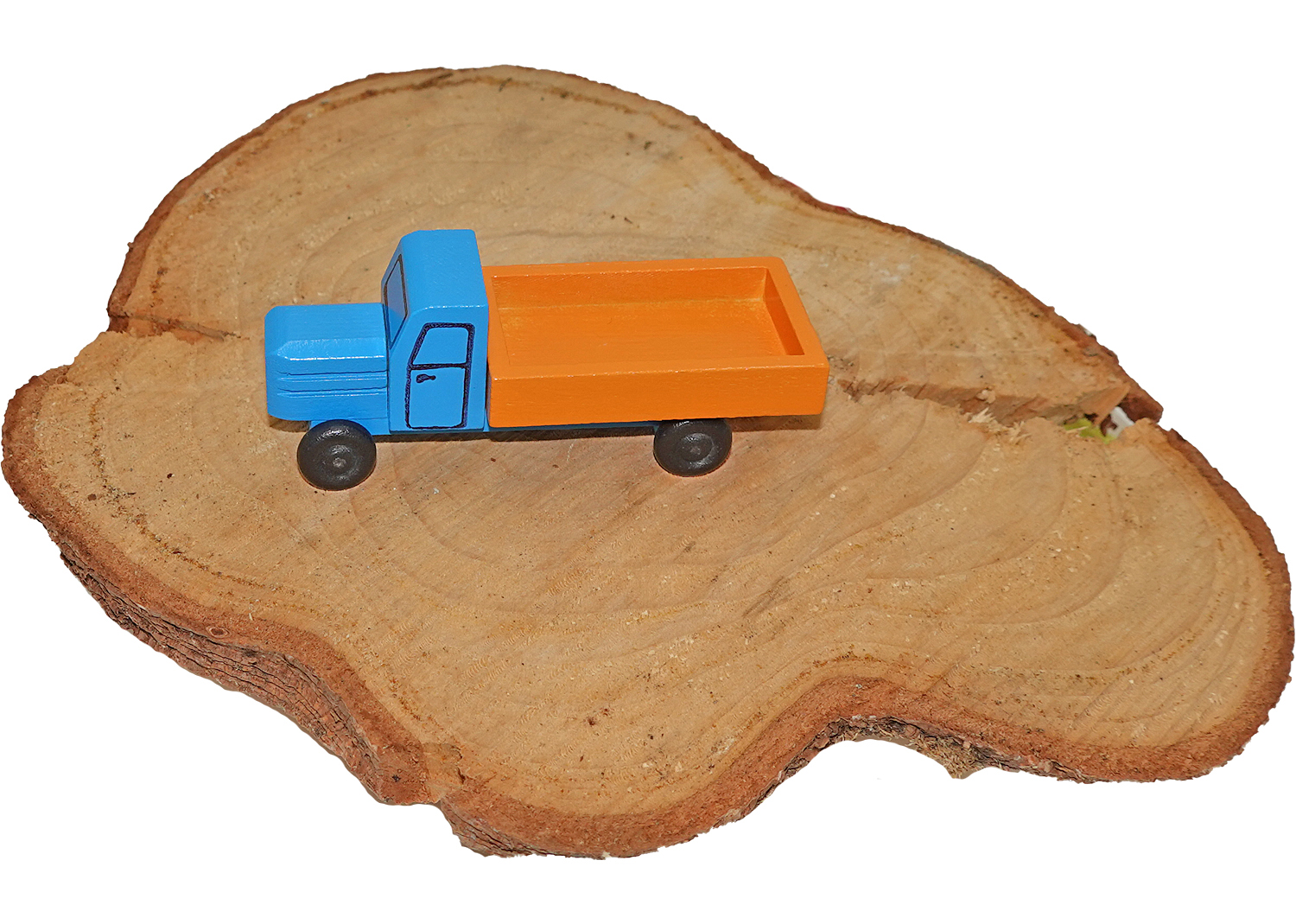 Erzgebirge Miniatur LKW Lastwagen orange Brücke Erzgebirge Miniatur LKW Lastwagen orange Brücke