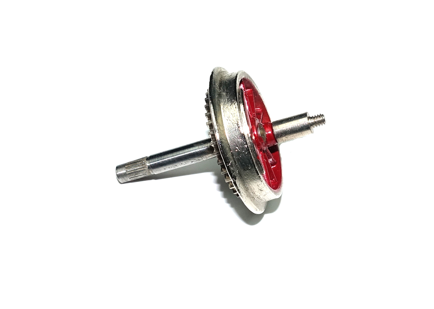 Buco H0 Speichenrad rot mit Zahnrad Achse Kurbelzapfen  Buco H0 Speichenrad rot mit Zahnrad Achse Kurbelzapfen