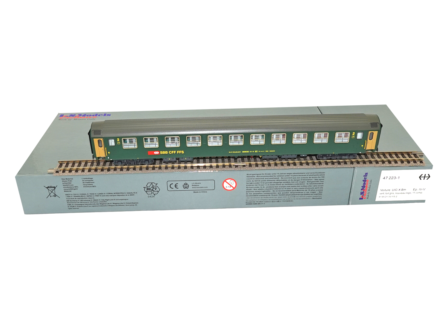 LS Models 47223 SBB Personenwagen 2-tlg. Set RIC Bm/Bm, Ep. IV DC 