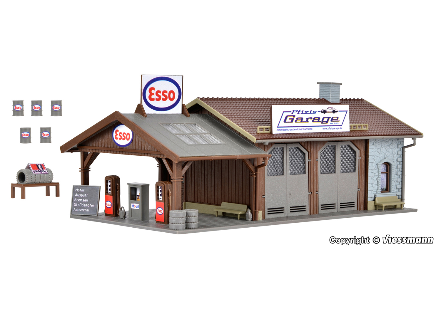 Vollmer 45599 H0 Reparaturwerkstatt Pfizis Garage mit Tankstelle 