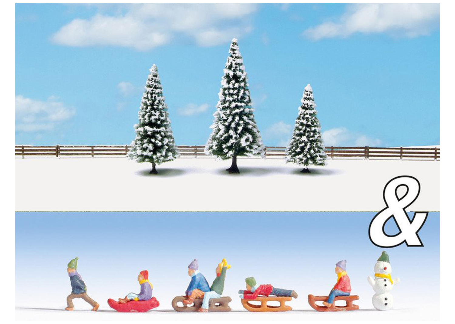 Noch 94012 N Kinder im Schnee inkl.Schneetannen Ausschmückungs-Set  