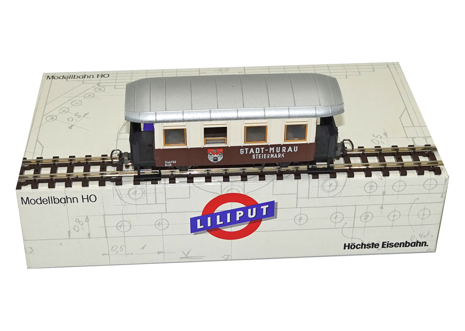 Liliput 753 H0e Personenwagen braun/beige 760 Stadt Murau  