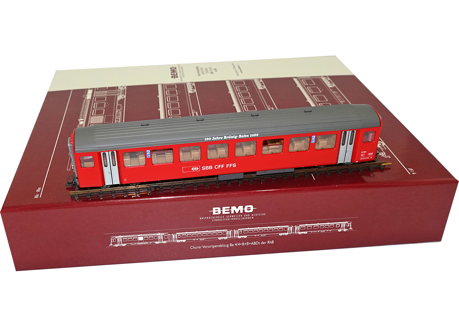 Bemo 3271424 SBB Brünig Personenwagen III  B 744 rot  Bemo 3271424 SBB Brünig Personenwagen III  B 744 rot
