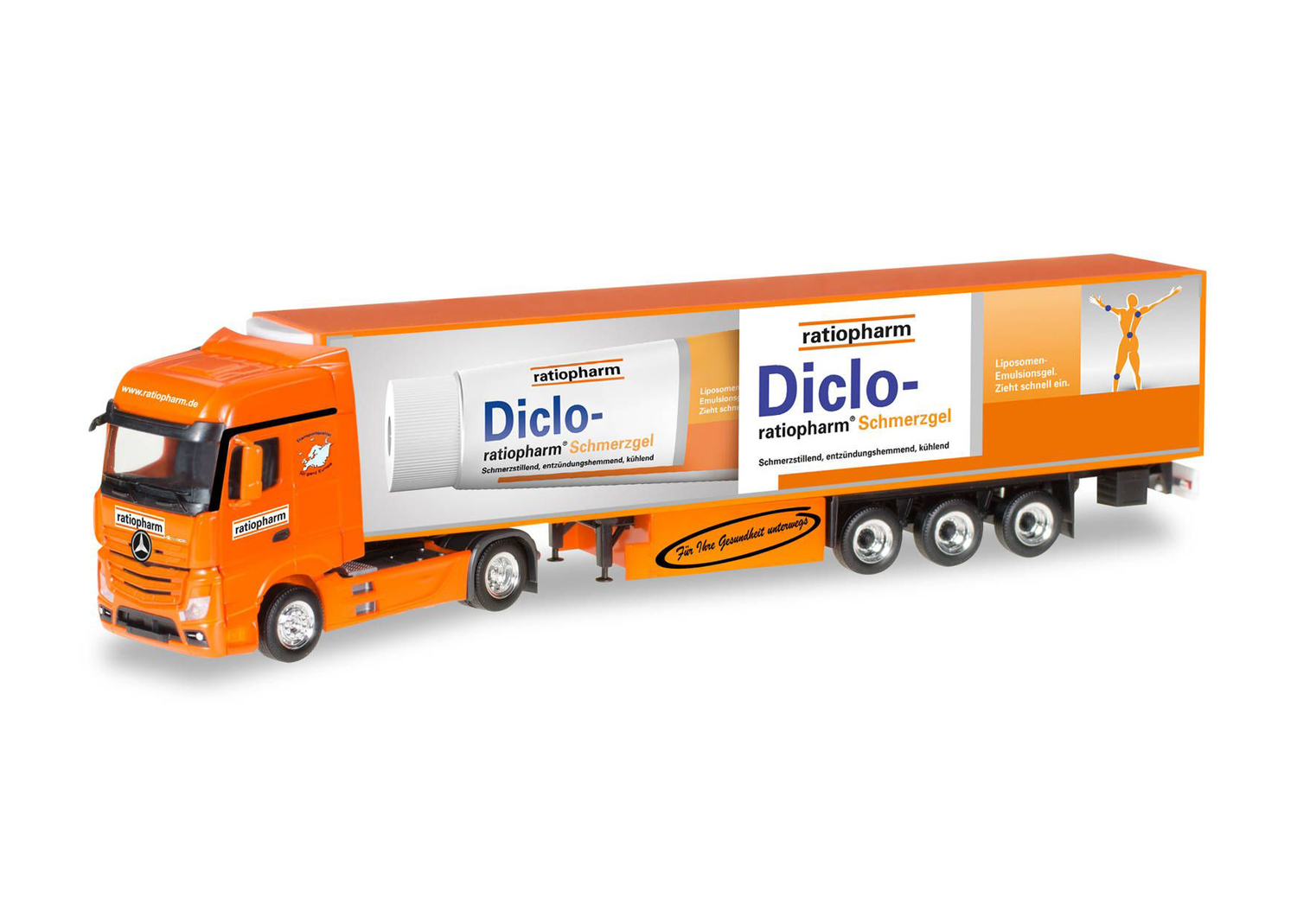 Herpa 306782 MB Actros Koffer-Sattelzug Ratiopharm  