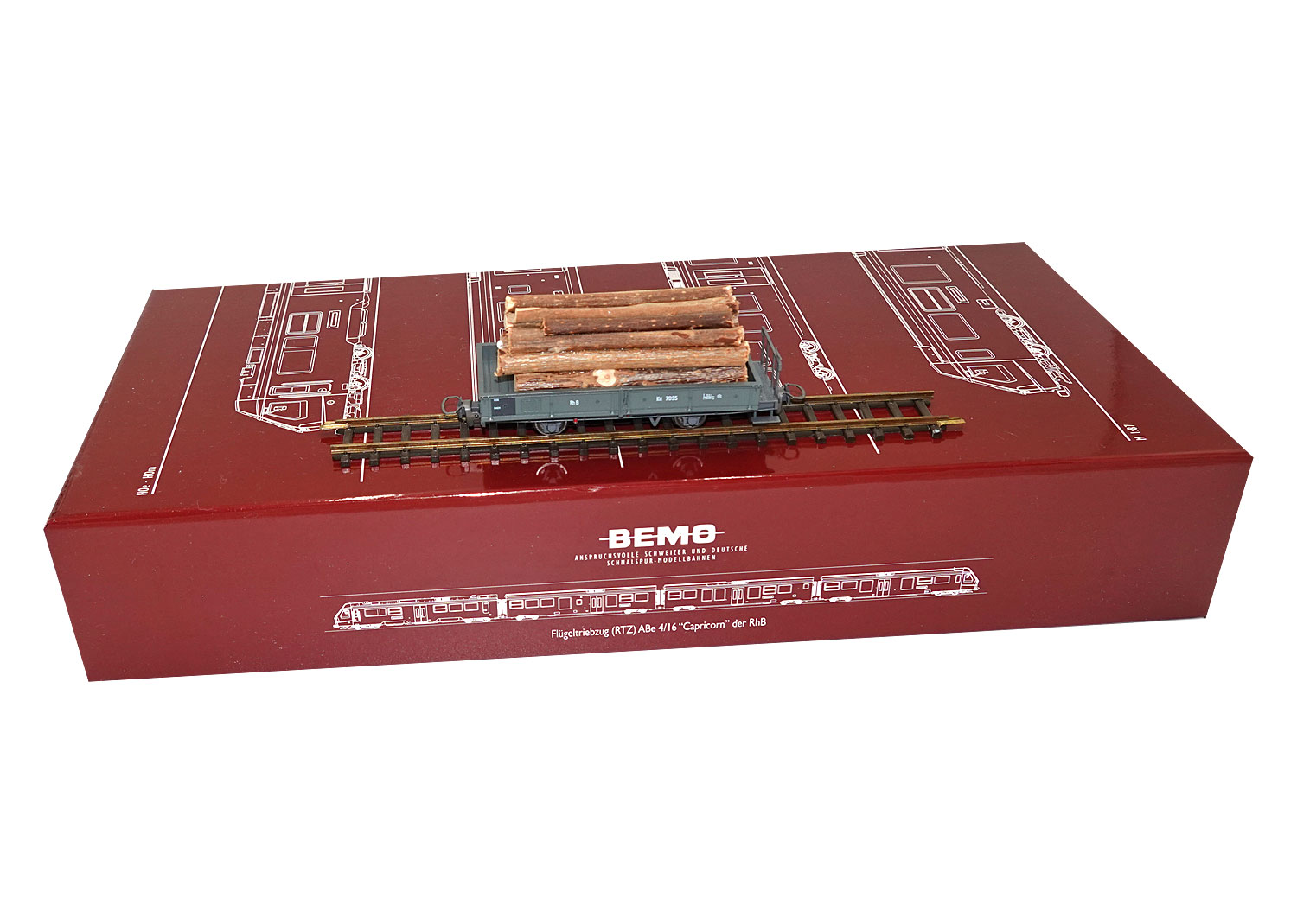 Bemo 2257115 RhB Flachwagen mit Holzladung Kkl 7095 