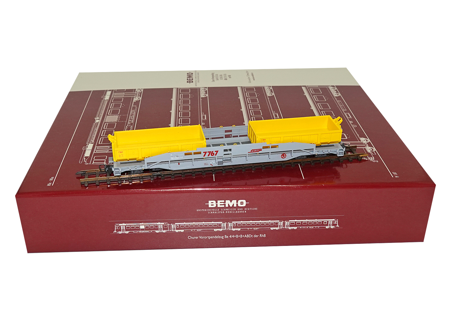 Bemo 2290117 RhB Transportwagen mit Aushubmulden SI 7767 