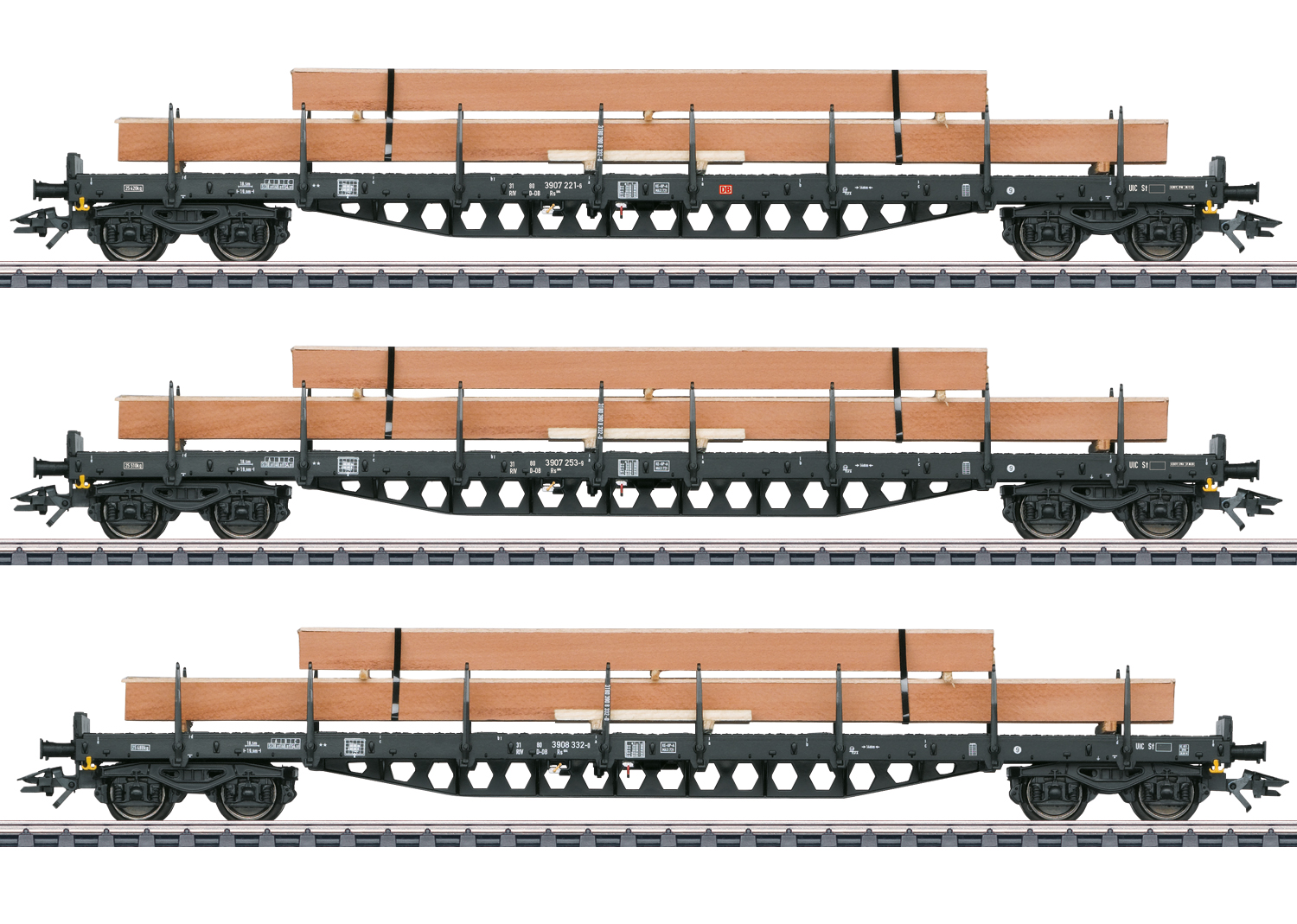 Märklin 47153 DB Rungenwagen-Set mit Holzbeladung 