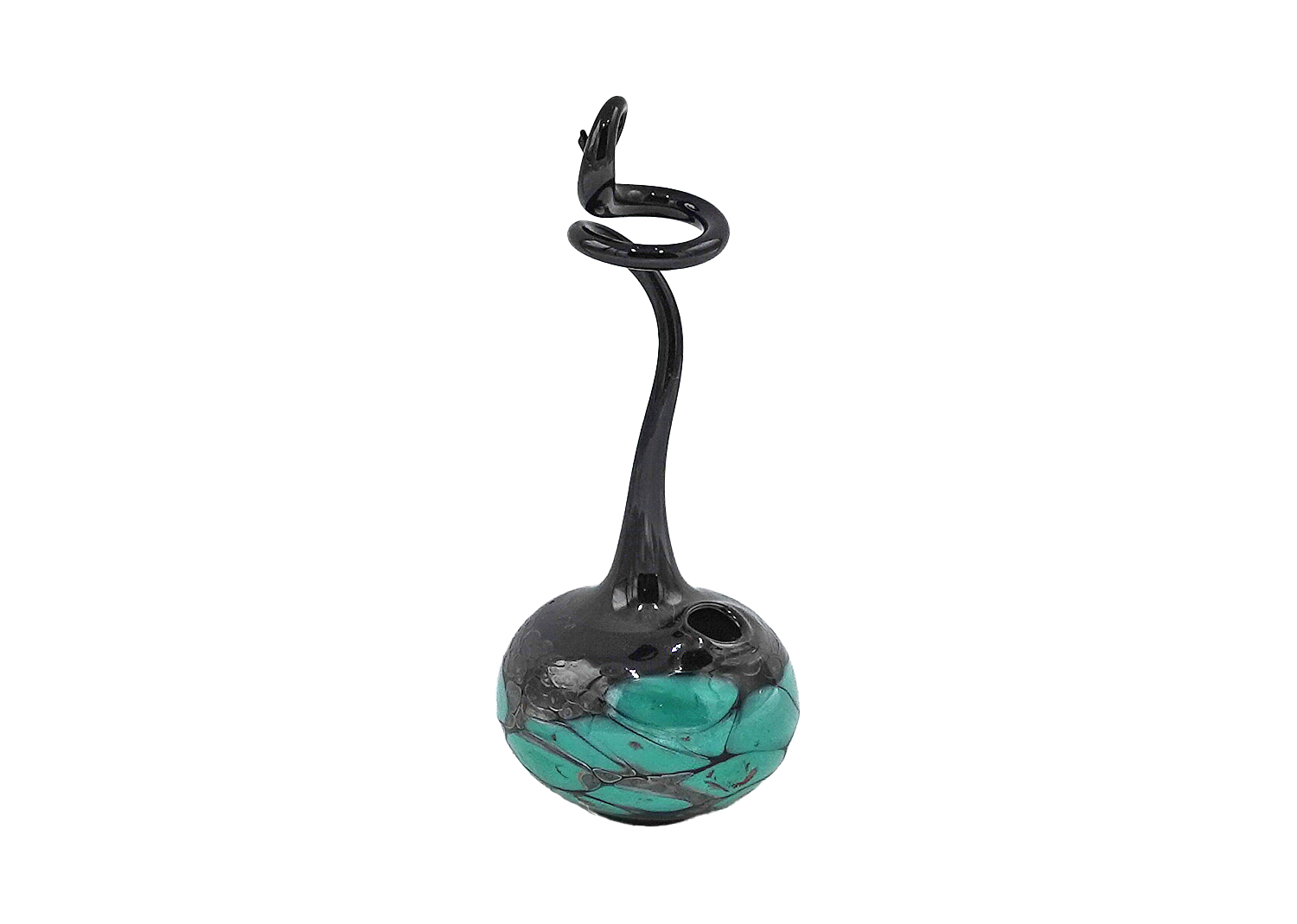 Jürgen Tkotz Gräfenthal Glasvase mini mit Glasgranulatdekor schwarz Jürgen Tkotz Gräfenthal Glasvase mini mit Glasgranulatdekor schwarz