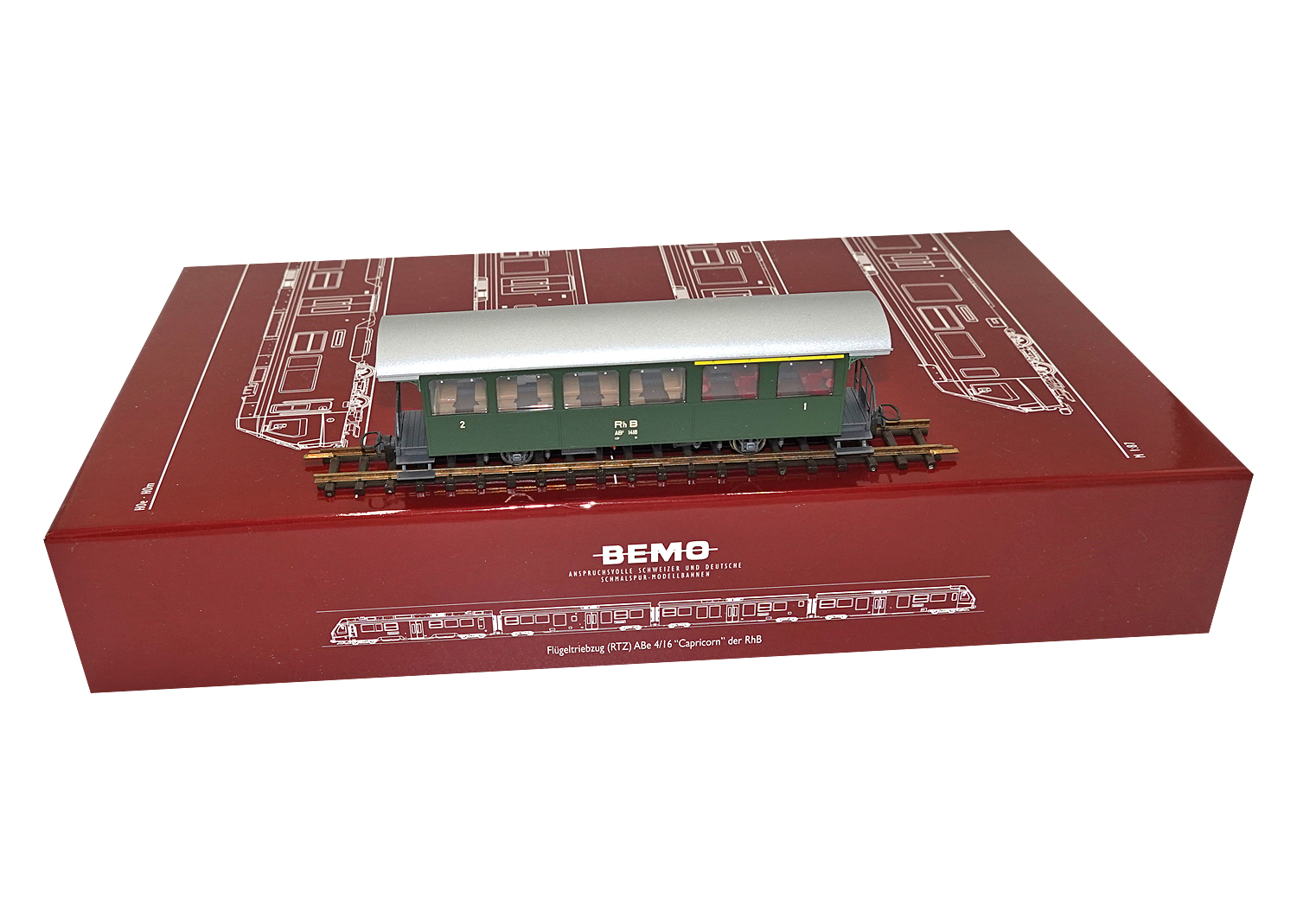 Bemo 3233128 RhB Zweiachser Personenwagen AB 1418 grün 