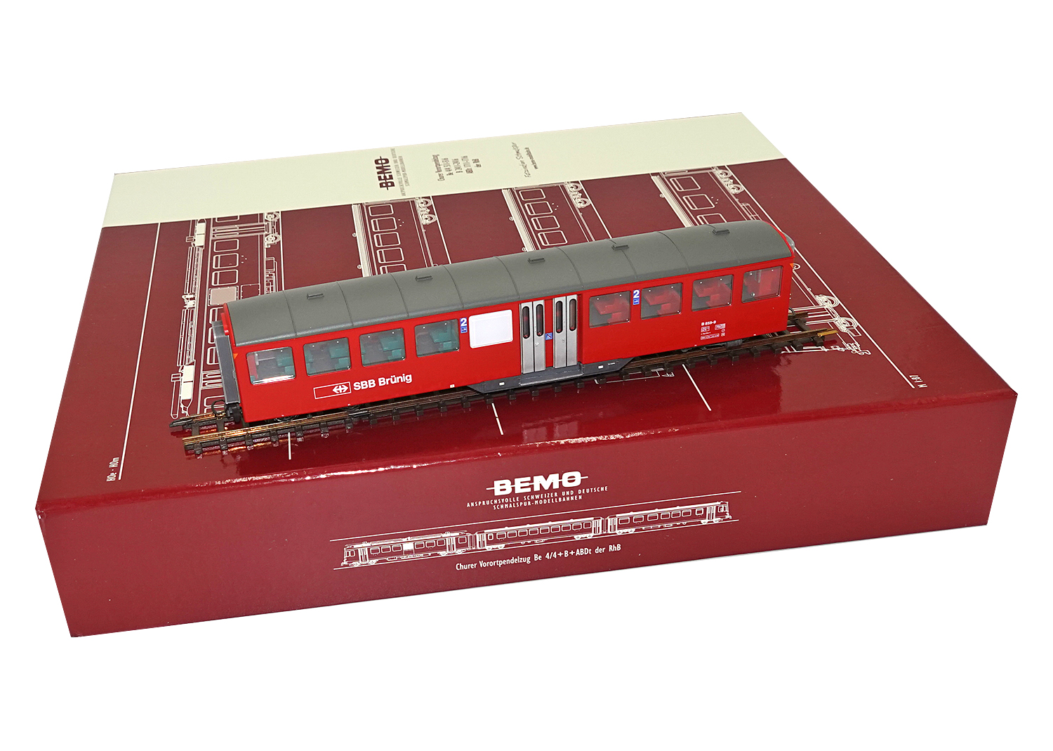 Bemo 3257439 SBB Brünig Mitteleinstiegswagen  B 859 rot 