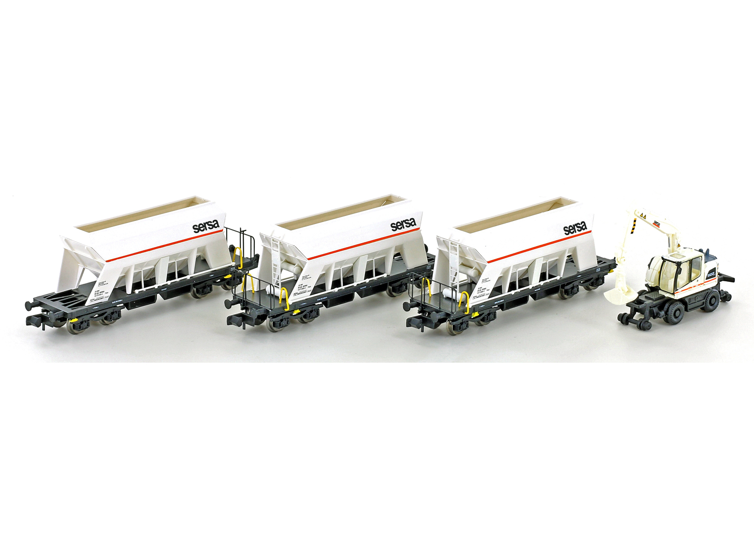 Lemke LC66306 Sersa 3er Set Selbstentladewagen + Bagger  Lemke LC66306 Sersa 3er Set Selbstentladewagen + Bagger
