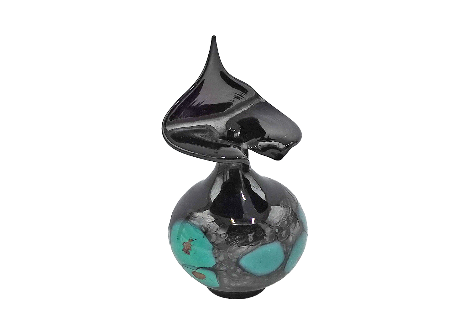 Jürgen Tkotz Gräfenthal Glas-Rosenvase mini mit Glasgranulatdekor schwarz Jürgen Tkotz Gräfenthal Glas-Rosenvase mini mit Glasgranulatdekor schwarz