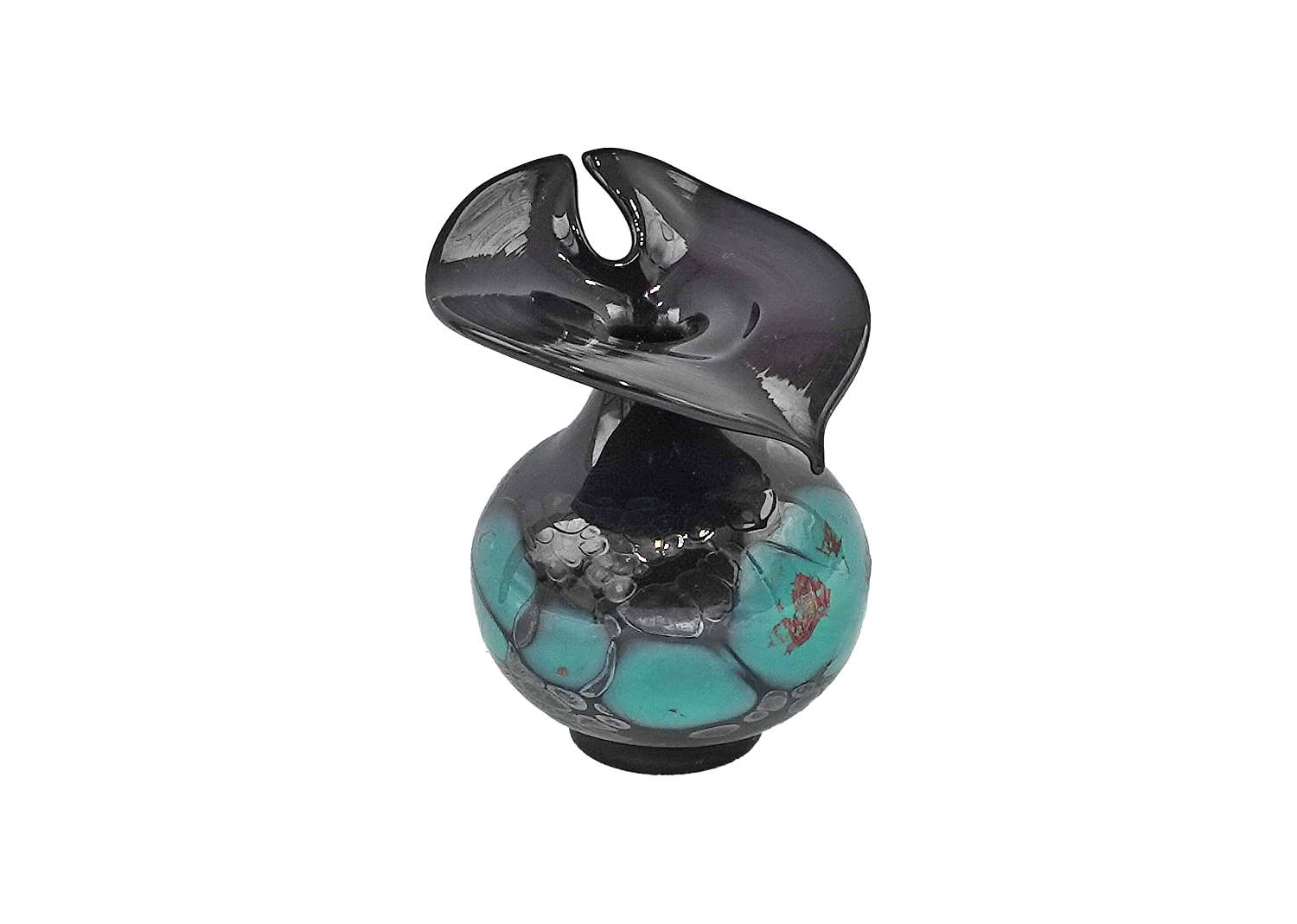 Jürgen Tkotz Gräfenthal Glasvase mini mit Glasgranulatdekor schwarz Jürgen Tkotz Gräfenthal Glasvase mini mit Glasgranulatdekor schwarz
