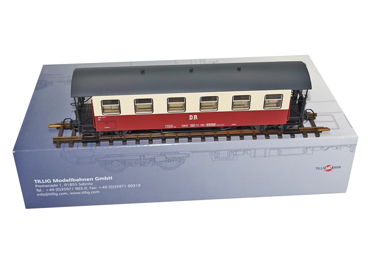 Tillig 13990 H0m DR Personenwagen Set rot / creme 900-477/483 DC 