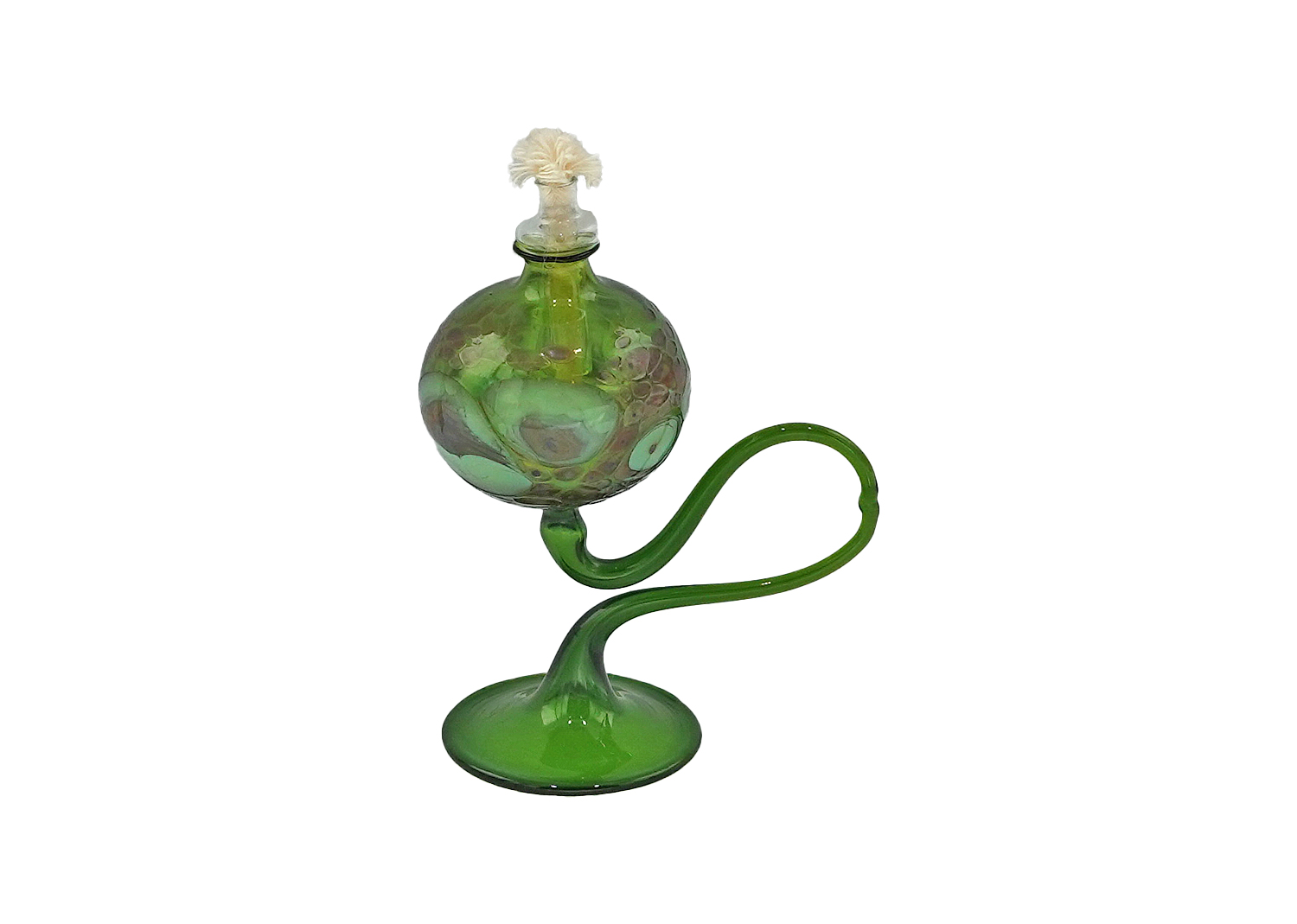 Jürgen Tkotz Gräfenthal Glas-Oellampe mini mit Glasgranulatdekor grün Jürgen Tkotz Gräfenthal Glas-Oellampe mini mit Glasgranulatdekor grün