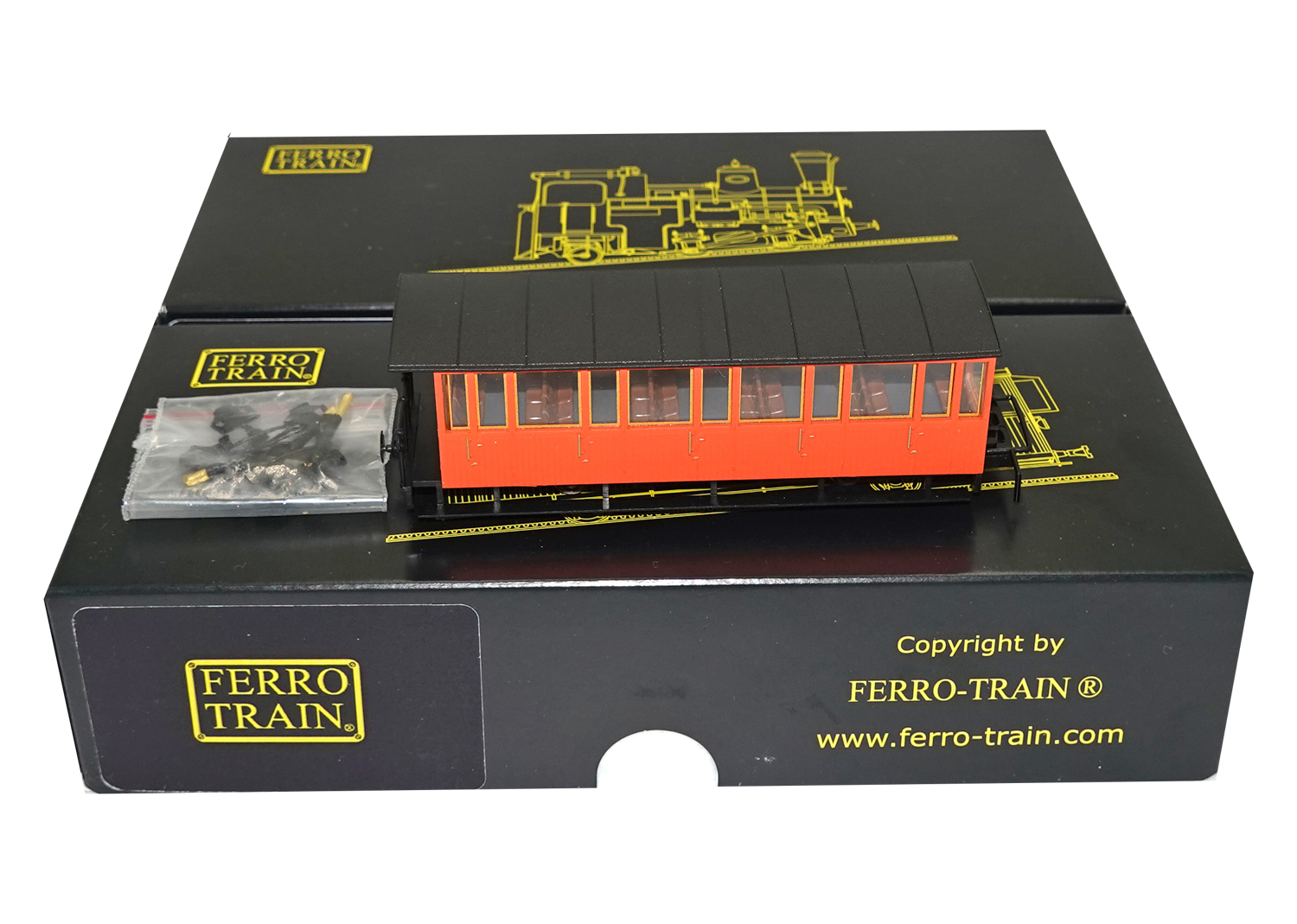 Ferro-Train 1021-02 H0n3z Zahnradbahn Personenwagen orange mit Bremserbühne DC 