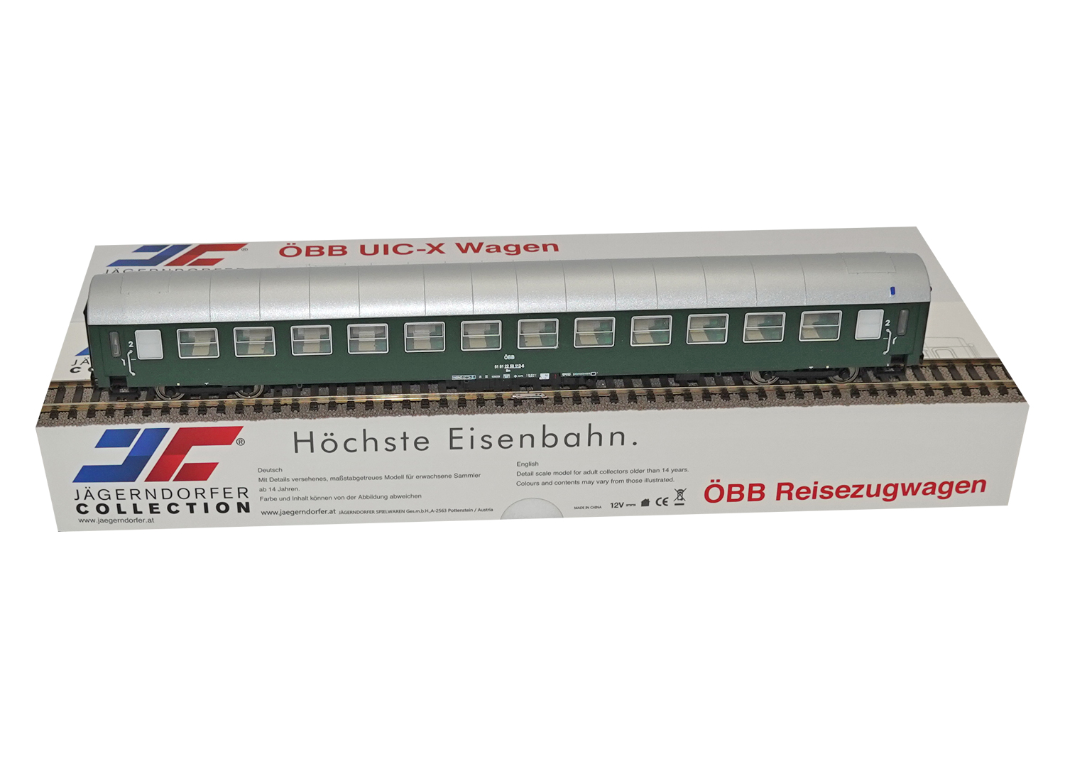 Jägerndorfer 90001-1 ÖBB Reisezugwagen 2. Kl. grün Ep. III DC 